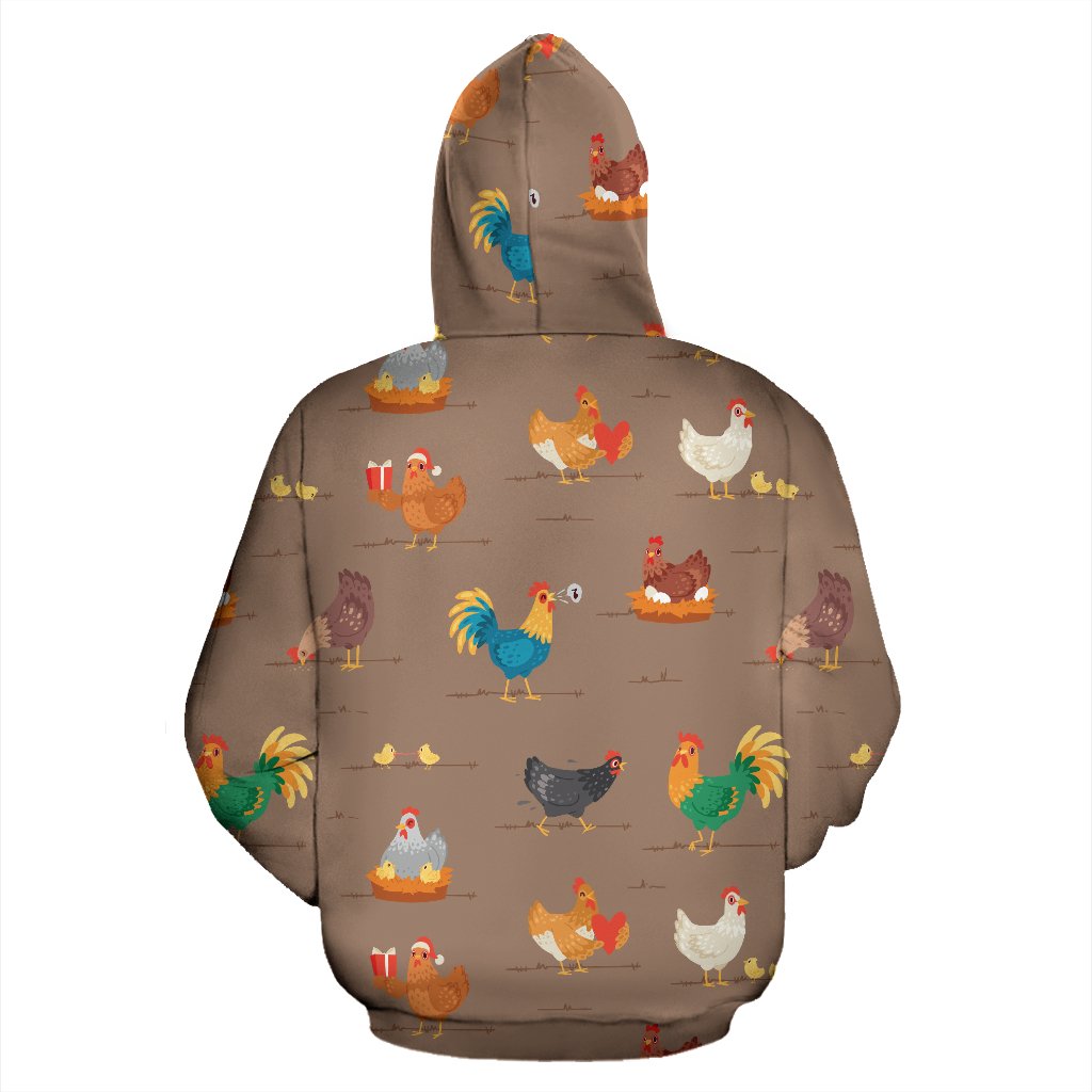 Chicken Happy Print Pattern Zip Up Hoodie