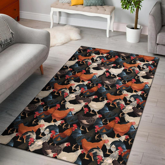 Chicken Print Pattern Area Rugs-JTAMIGO.COM