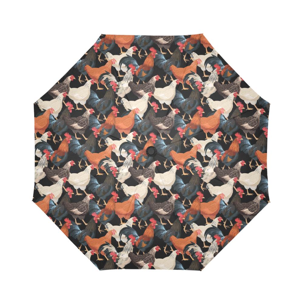 Chicken Print Pattern Automatic Foldable Umbrella