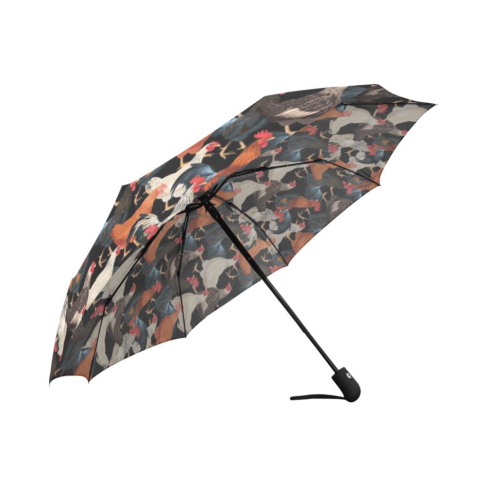 Chicken Print Pattern Automatic Foldable Umbrella