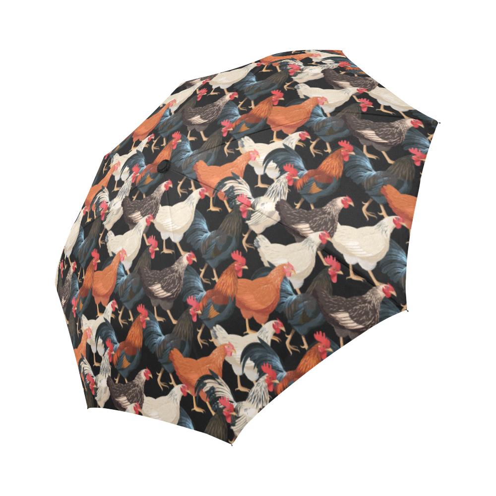 Chicken Print Pattern Automatic Foldable Umbrella