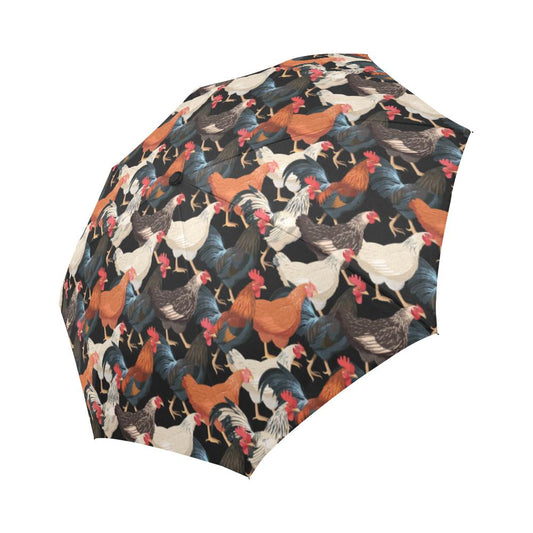 Chicken Print Pattern Automatic Foldable Umbrella