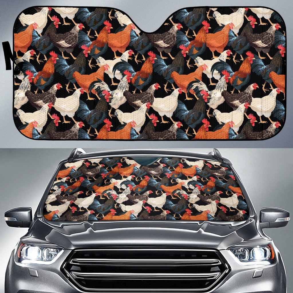 Chicken Print Pattern Car Sun Shade For Windshield