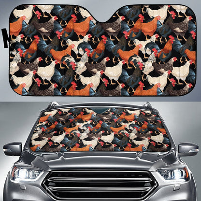 Chicken Print Pattern Car Sun Shade For Windshield
