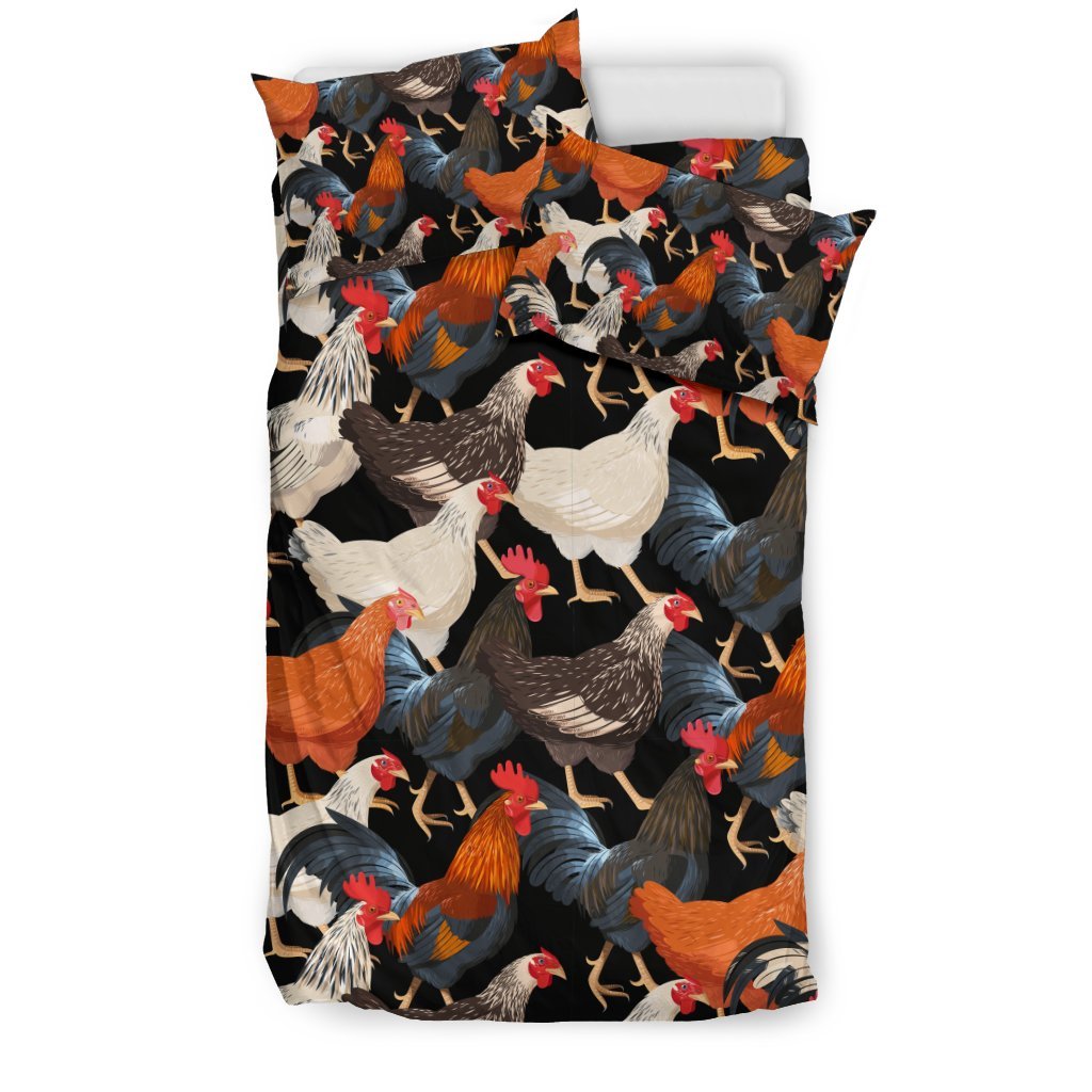Chicken Print Pattern Duvet Cover Bedding Set