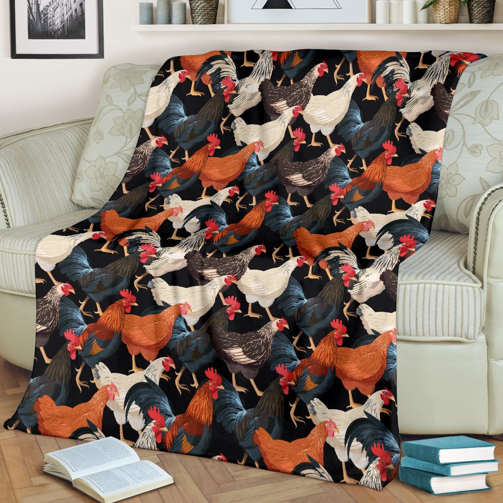 Chicken Print Pattern Fleece Blanket