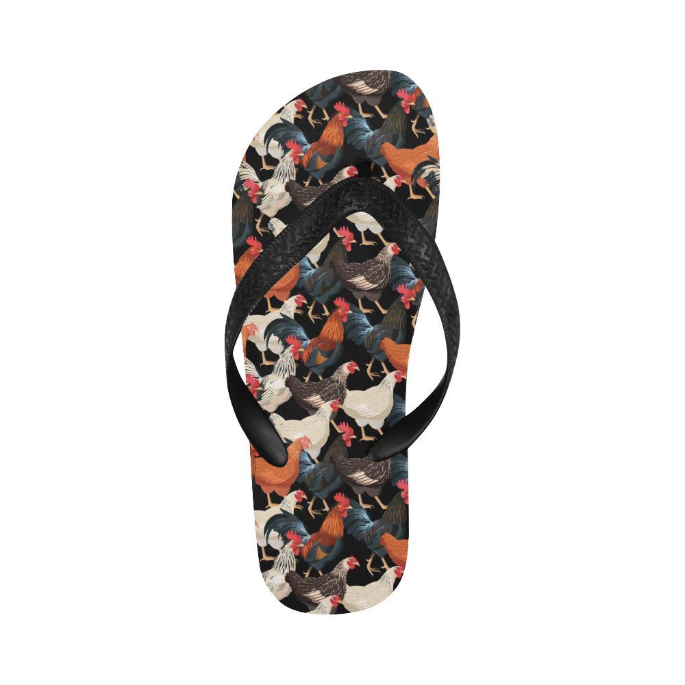 Chicken Print Pattern Flip Flops-JTAMIGO.COM