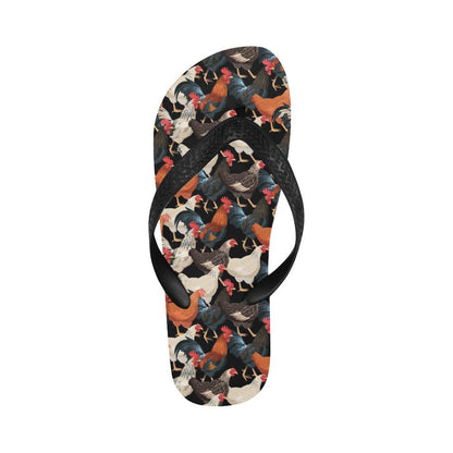 Chicken Print Pattern Flip Flops-JTAMIGO.COM