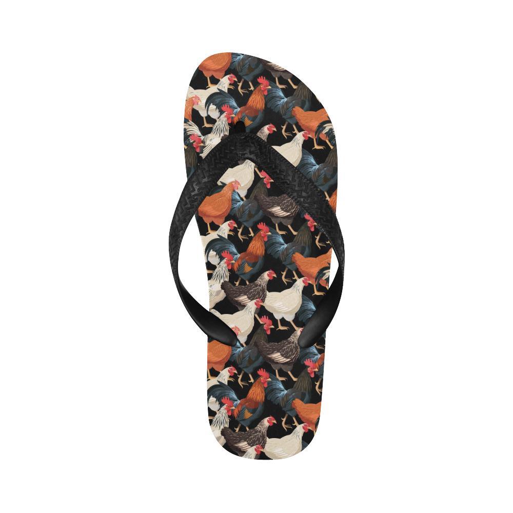 Chicken Print Pattern Flip Flops-JTAMIGO.COM