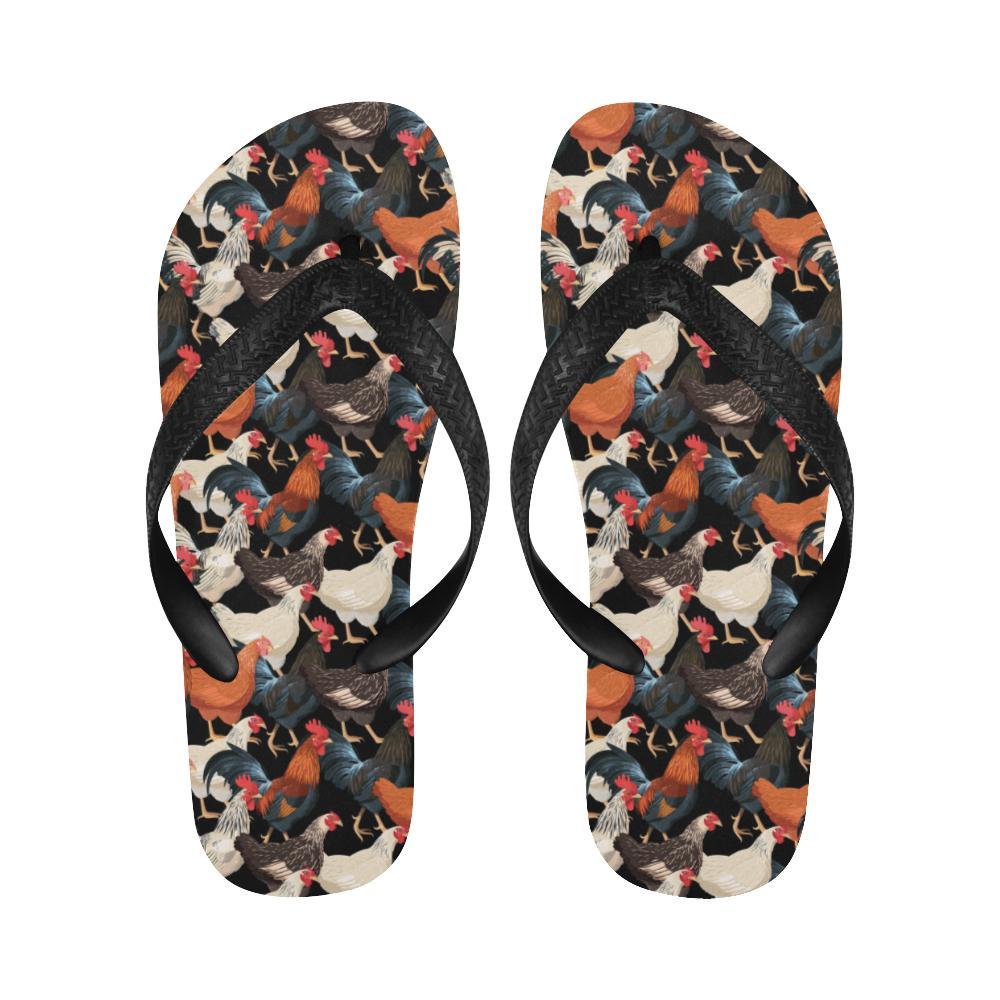 Chicken Print Pattern Flip Flops-JTAMIGO.COM
