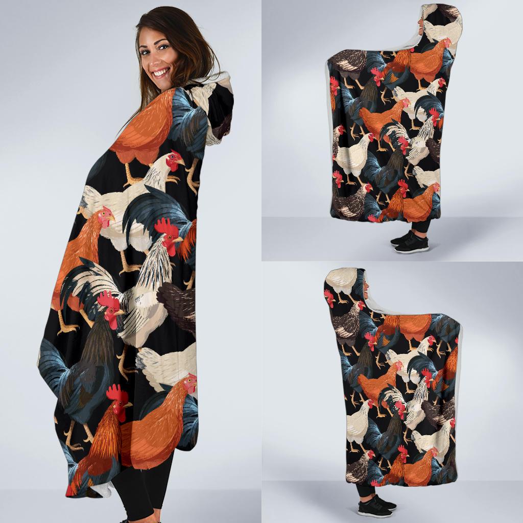 Chicken Print Pattern Hooded Blanket-JTAMIGO.COM
