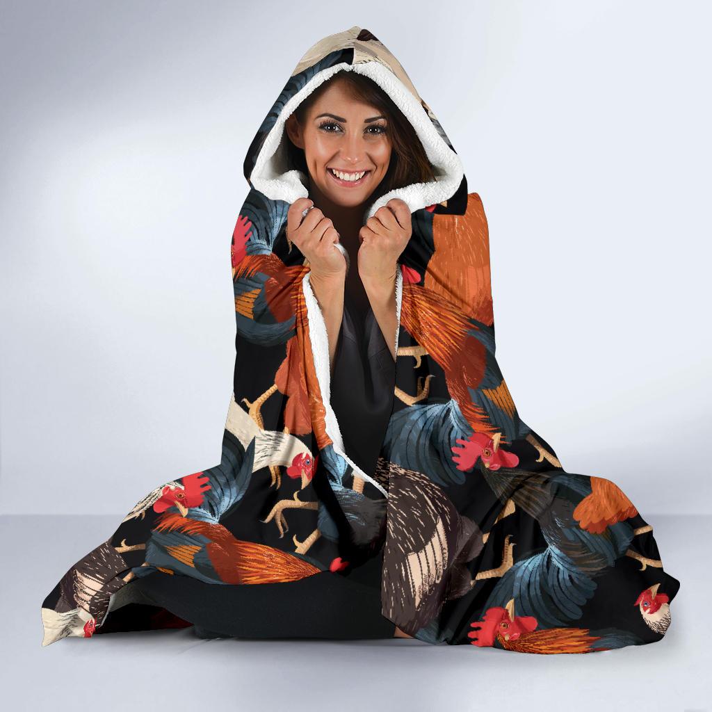 Chicken Print Pattern Hooded Blanket-JTAMIGO.COM