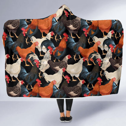 Chicken Print Pattern Hooded Blanket-JTAMIGO.COM