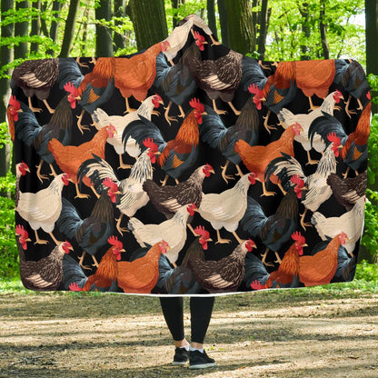 Chicken Print Pattern Hooded Blanket-JTAMIGO.COM