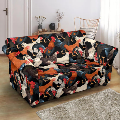 Chicken Print Pattern Loveseat Slipcover-JTAMIGO.COM