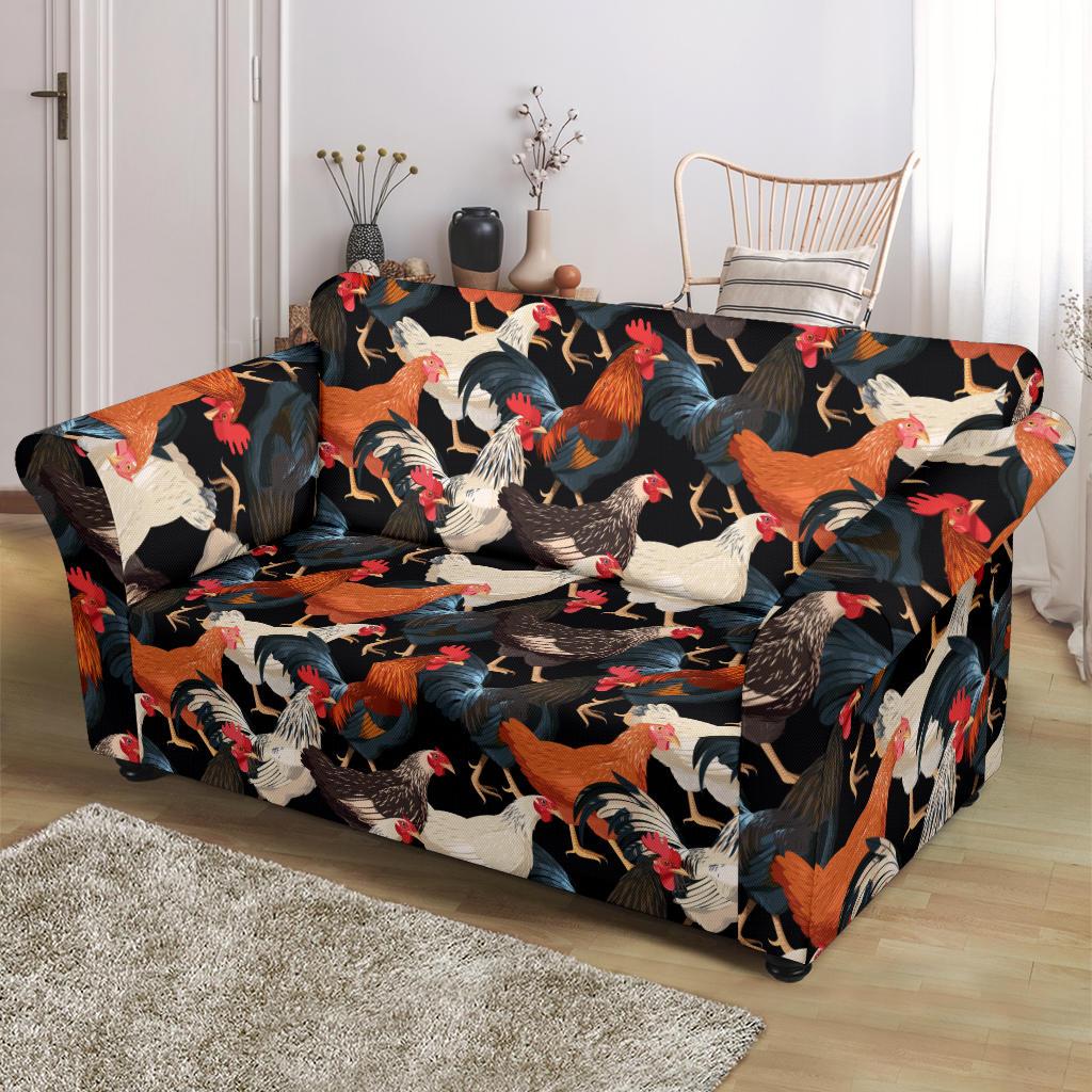 Chicken Print Pattern Loveseat Slipcover-JTAMIGO.COM