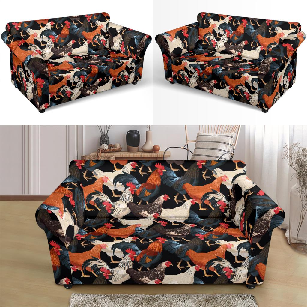 Chicken Print Pattern Loveseat Slipcover-JTAMIGO.COM