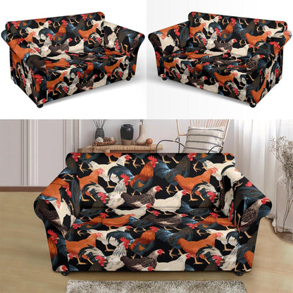 Chicken Print Pattern Loveseat Slipcover-JTAMIGO.COM