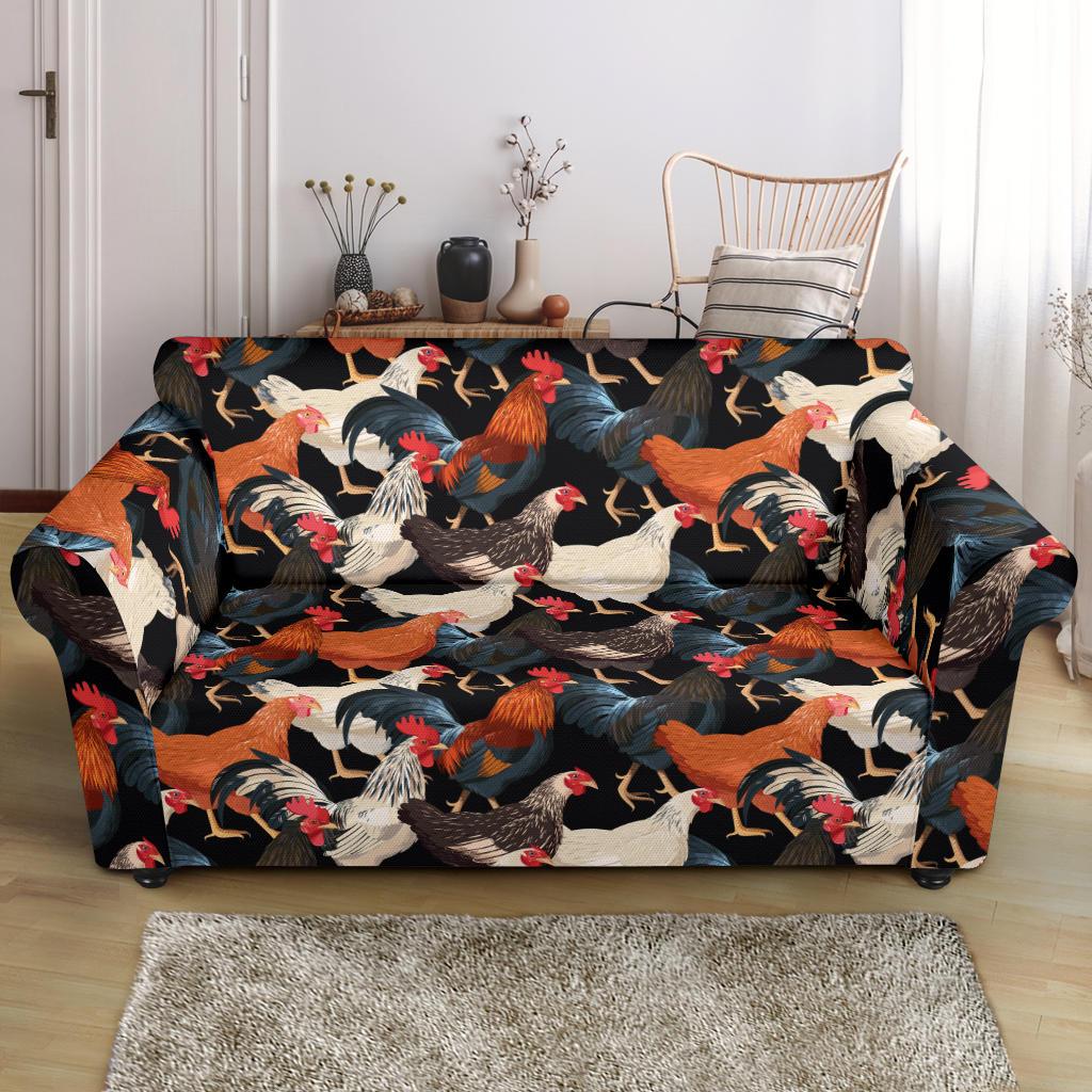 Chicken Print Pattern Loveseat Slipcover-JTAMIGO.COM