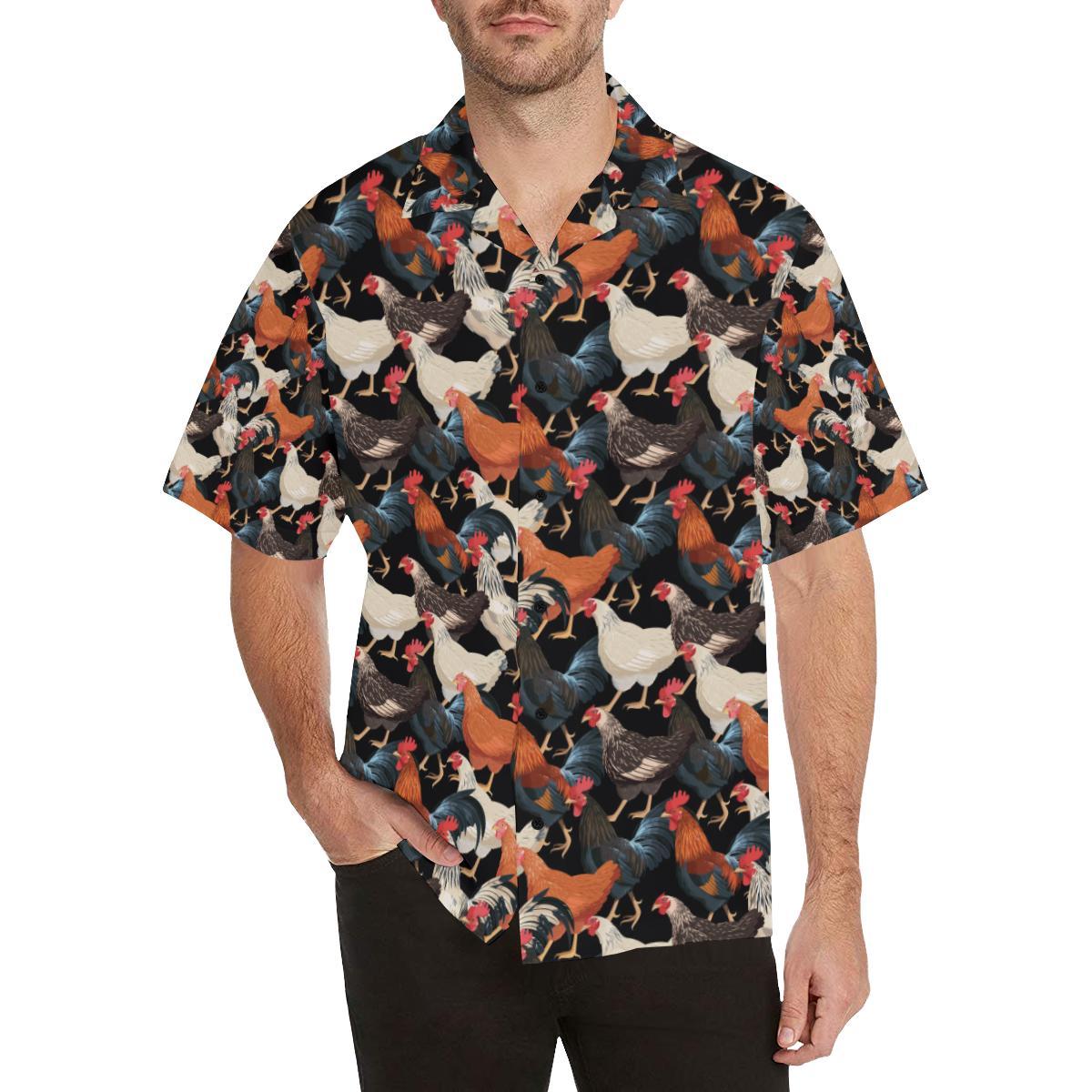 Chicken Print Pattern Men Aloha Hawaiian Shirt