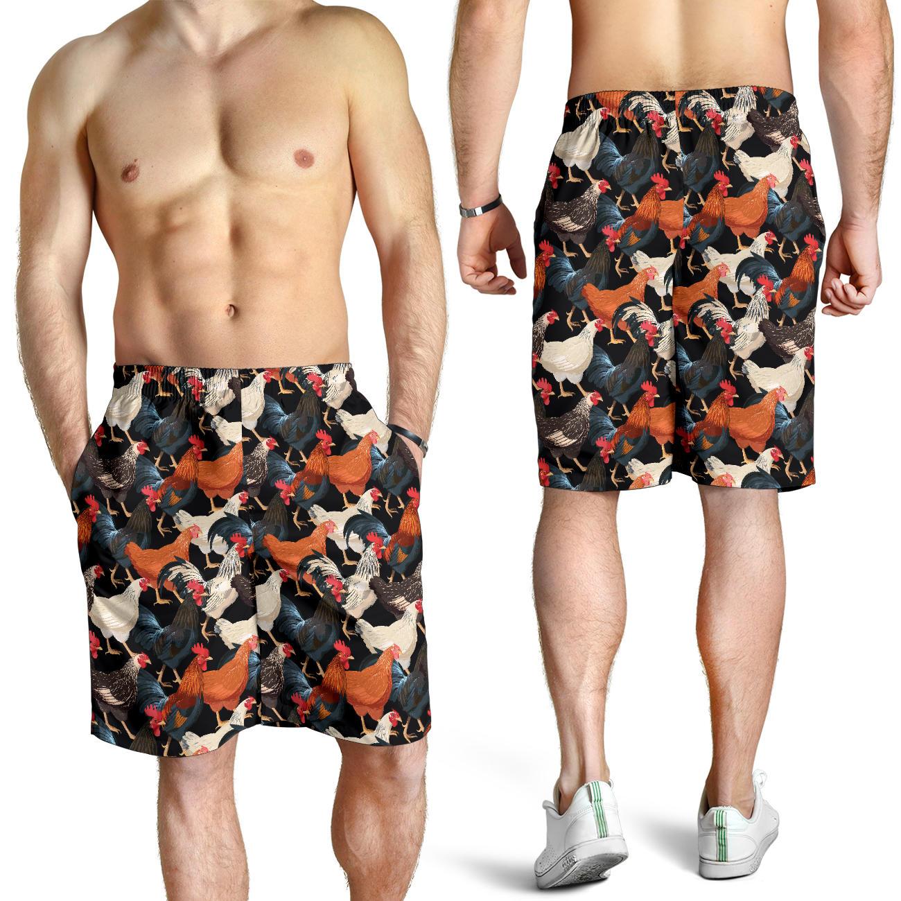 Chicken Print Pattern Mens Shorts-JTAMIGO.COM