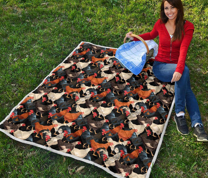 Chicken Print Pattern Premium Quilt-JTAMIGO.COM
