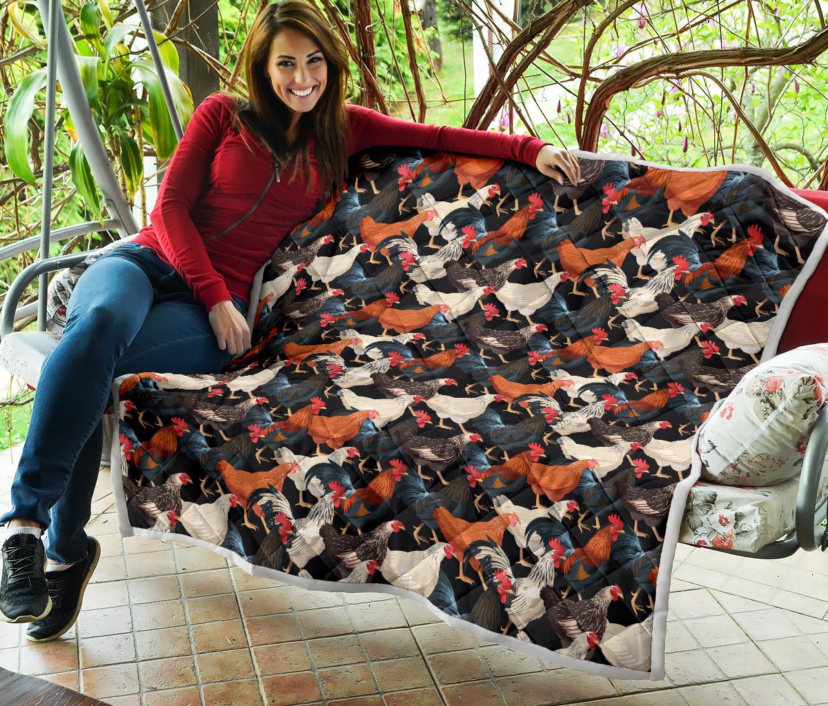 Chicken Print Pattern Premium Quilt-JTAMIGO.COM