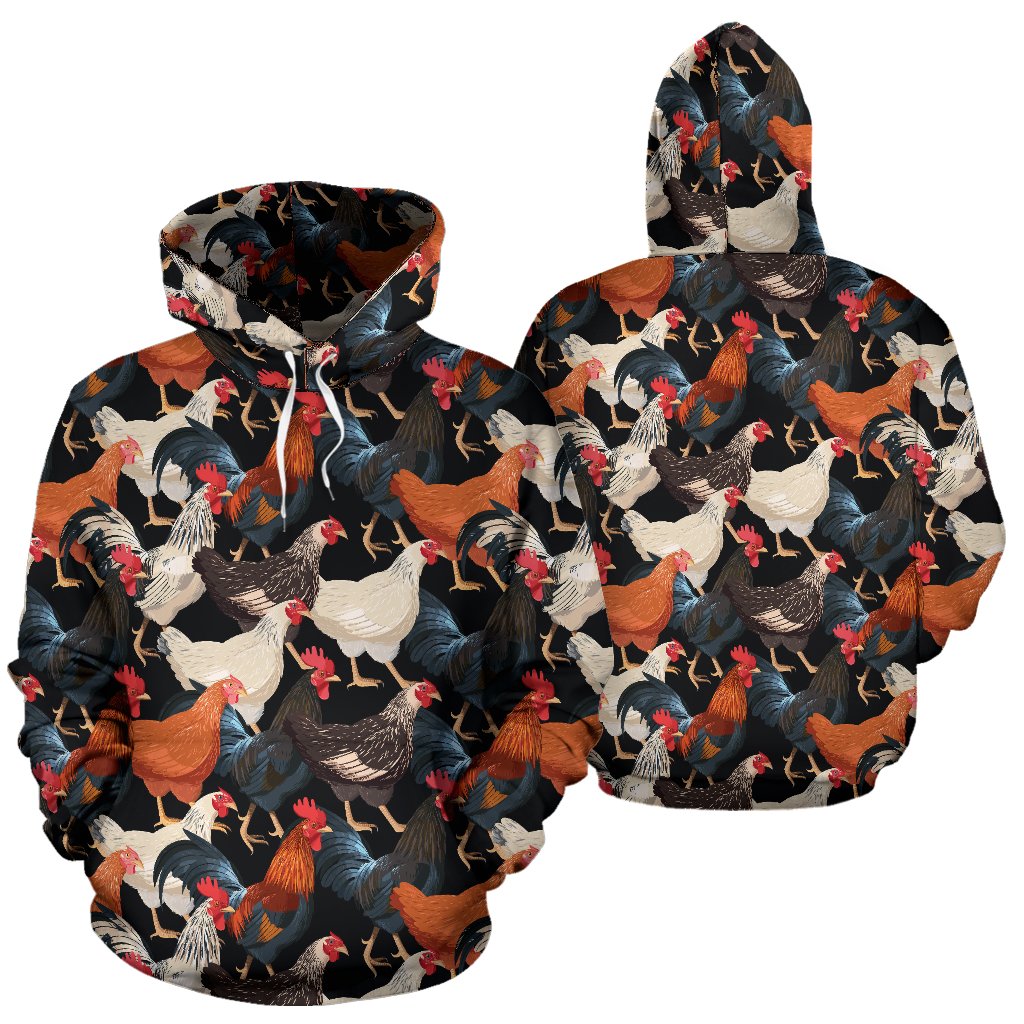 Chicken Print Pattern Pullover Hoodie