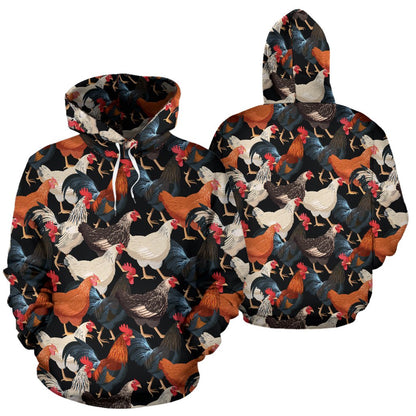Chicken Print Pattern Pullover Hoodie