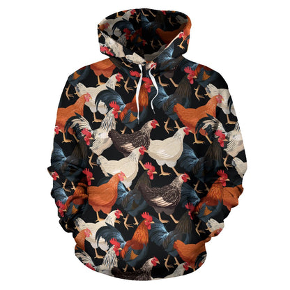 Chicken Print Pattern Pullover Hoodie