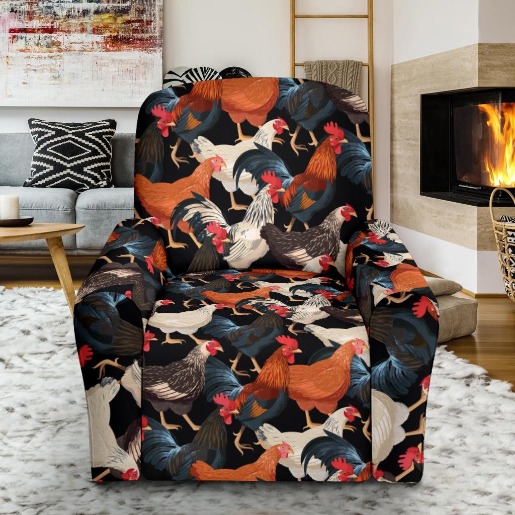 Chicken Print Pattern Single Sofa Slipcover -JTAMIGO.COM