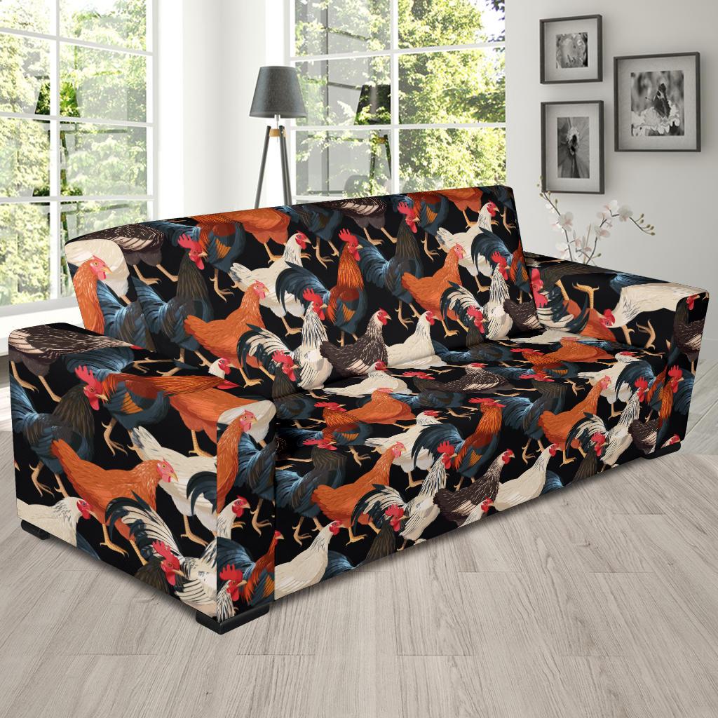 Chicken Print Pattern Sofa Slipcover-JTAMIGO.COM