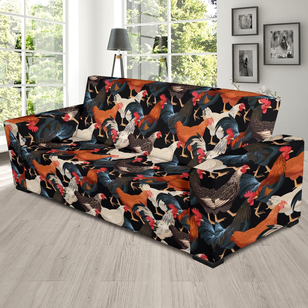 Chicken Print Pattern Sofa Slipcover-JTAMIGO.COM