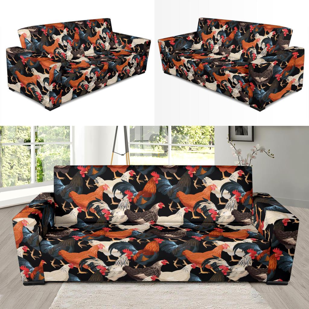 Chicken Print Pattern Sofa Slipcover-JTAMIGO.COM