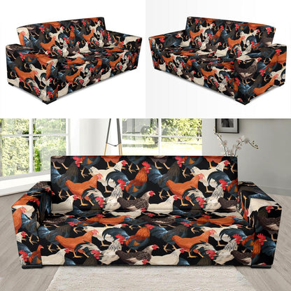Chicken Print Pattern Sofa Slipcover-JTAMIGO.COM