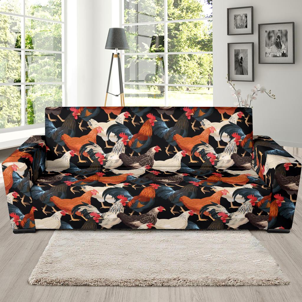 Chicken Print Pattern Sofa Slipcover-JTAMIGO.COM