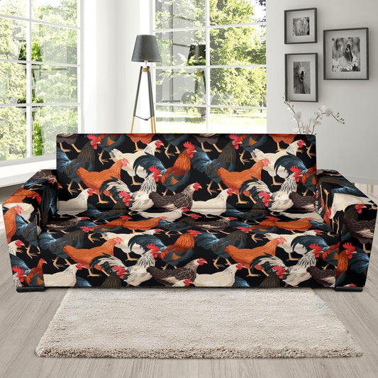 Chicken Print Pattern Sofa Slipcover-JTAMIGO.COM