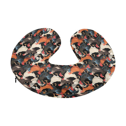 Chicken Print Pattern U-Shaped Travel Neck Pillow-JTAMIGO.COM
