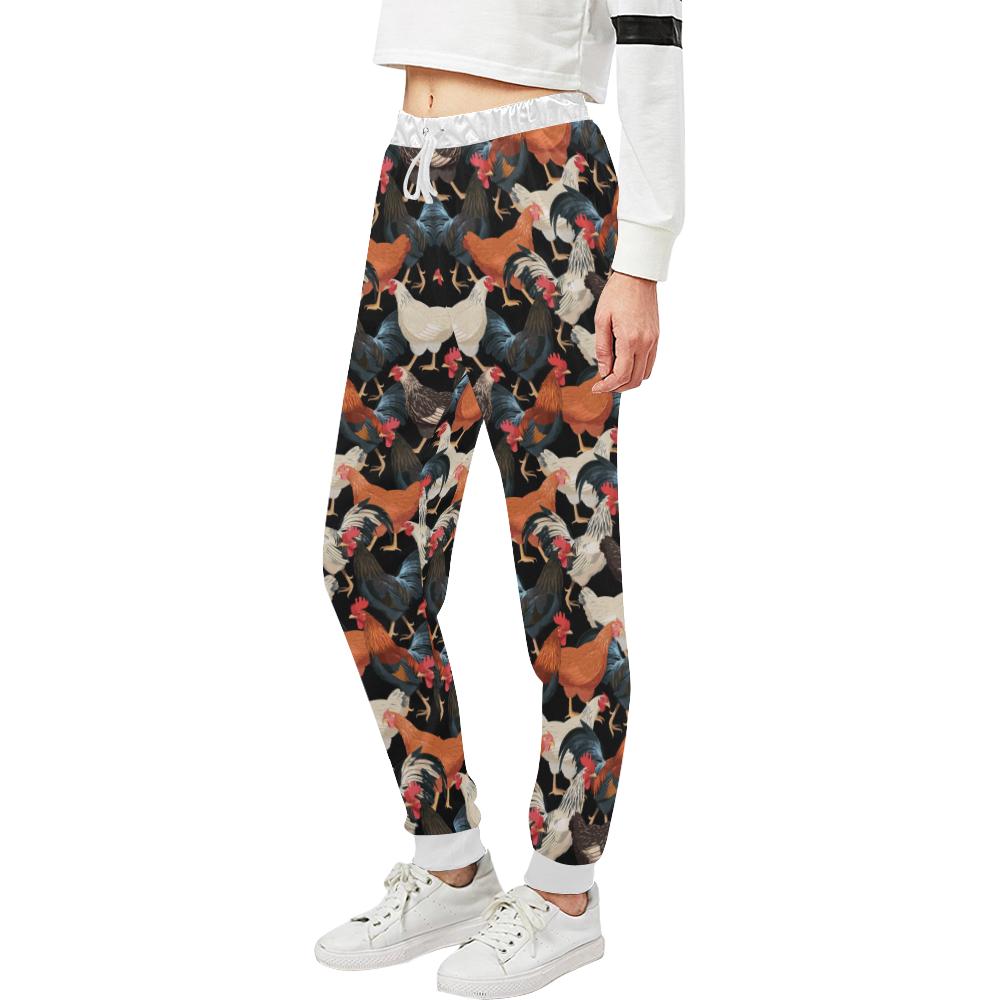 Chicken Print Pattern Unisex Casual Sweatpants (Model L11)-JTAMIGO.COM