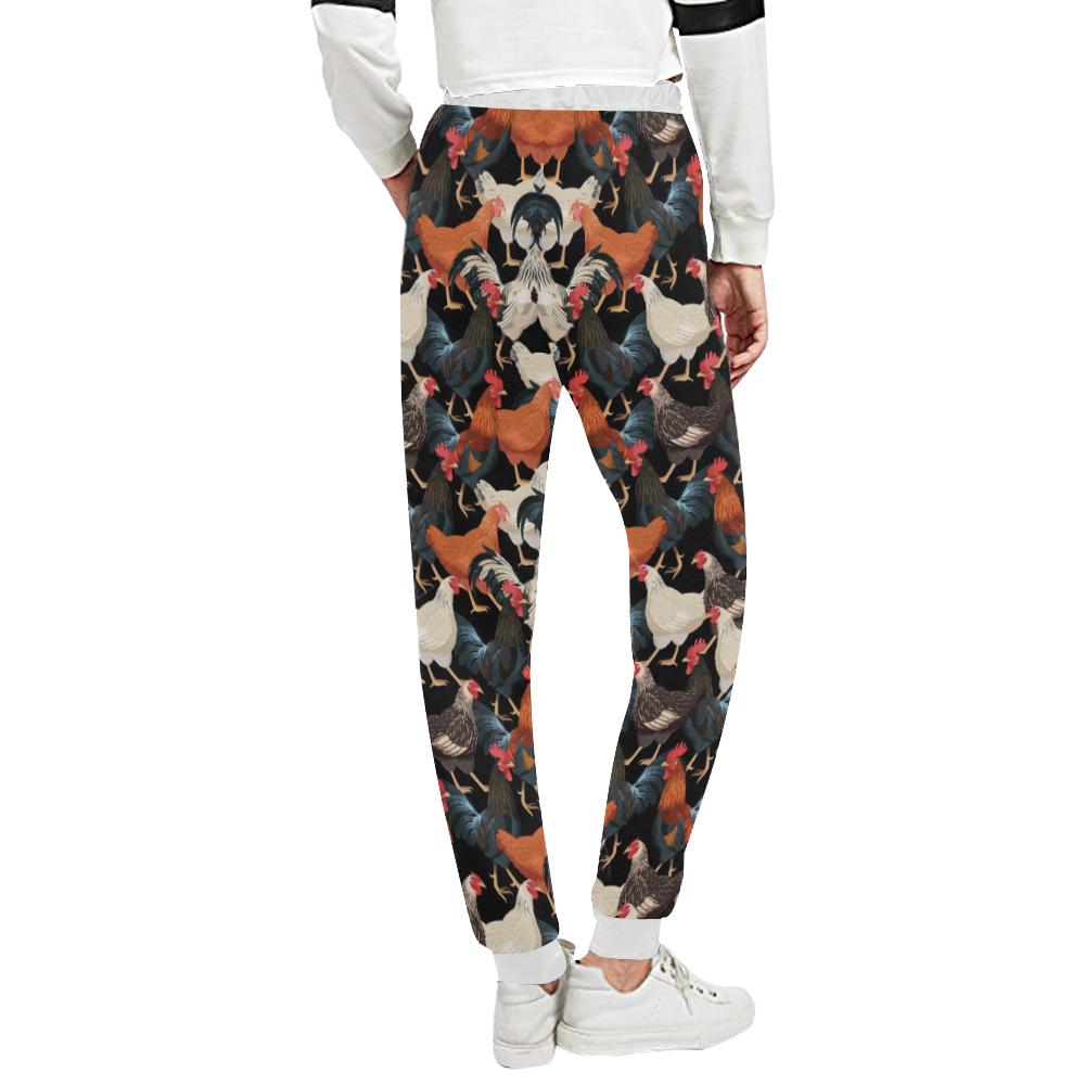 Chicken Print Pattern Unisex Casual Sweatpants (Model L11)-JTAMIGO.COM