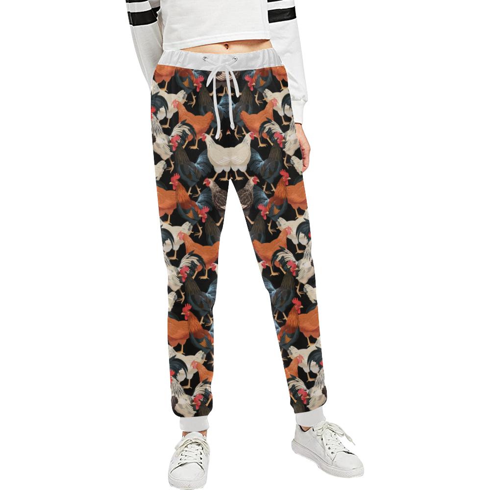 Chicken Print Pattern Unisex Casual Sweatpants (Model L11)-JTAMIGO.COM