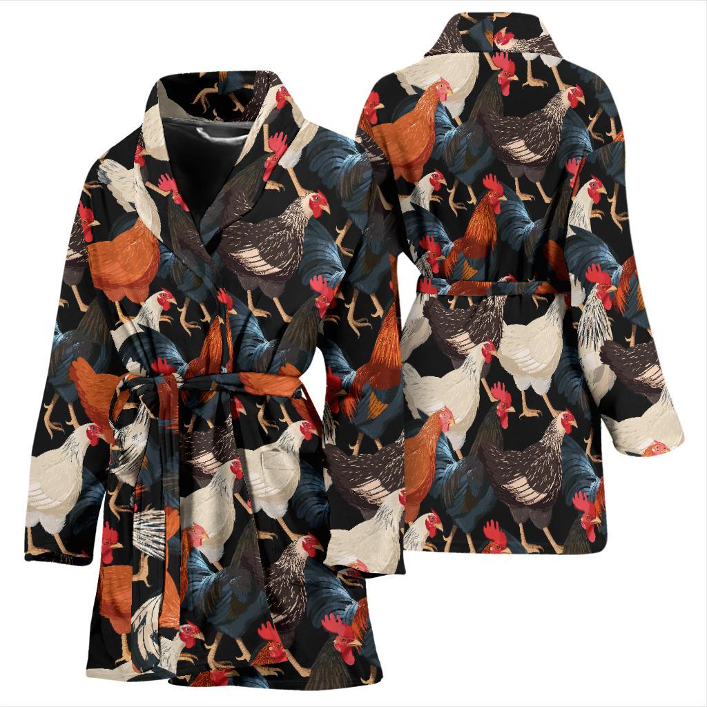 Chicken Print Pattern Women Bath Robe-JTAMIGO.COM