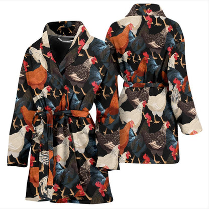 Chicken Print Pattern Women Bath Robe-JTAMIGO.COM