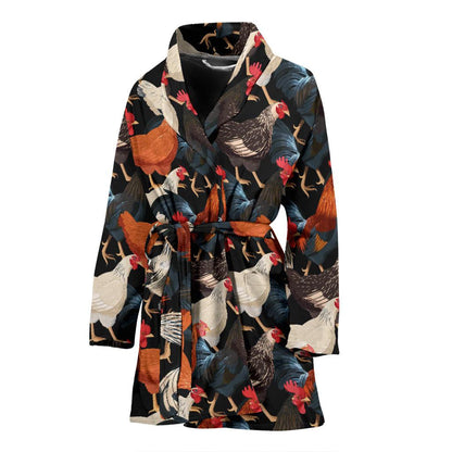 Chicken Print Pattern Women Bath Robe-JTAMIGO.COM