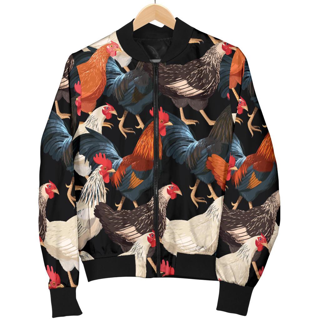 Chicken Print Pattern Women Casual Bomber Jacket