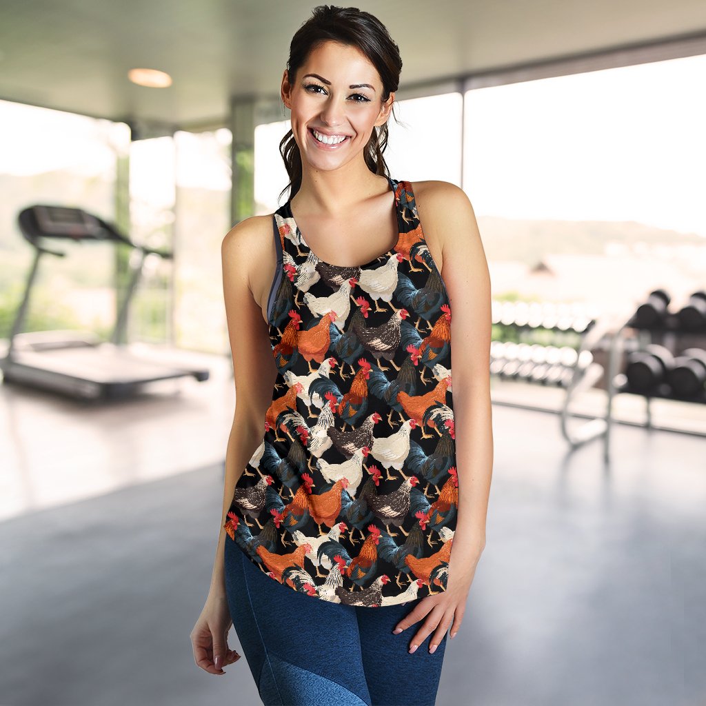 Chicken Print Pattern Women Racerback Tank Top