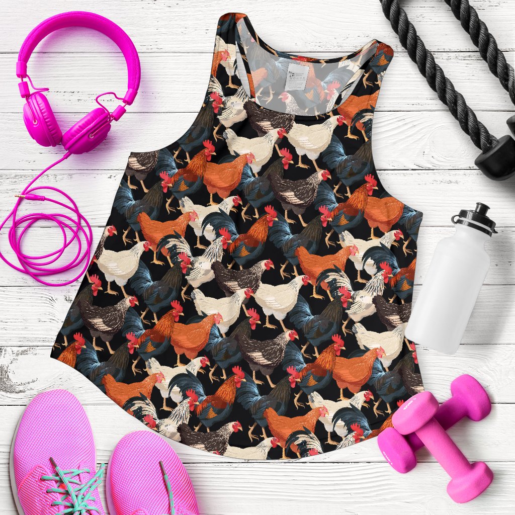 Chicken Print Pattern Women Racerback Tank Top