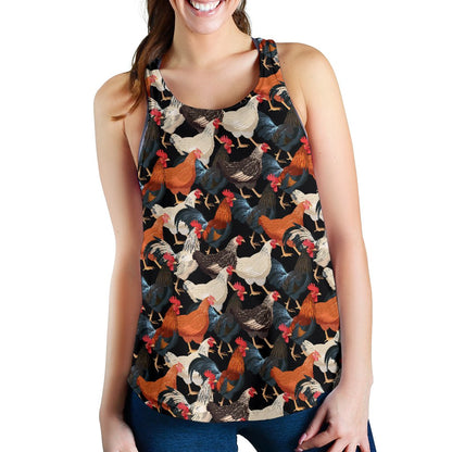 Chicken Print Pattern Women Racerback Tank Top