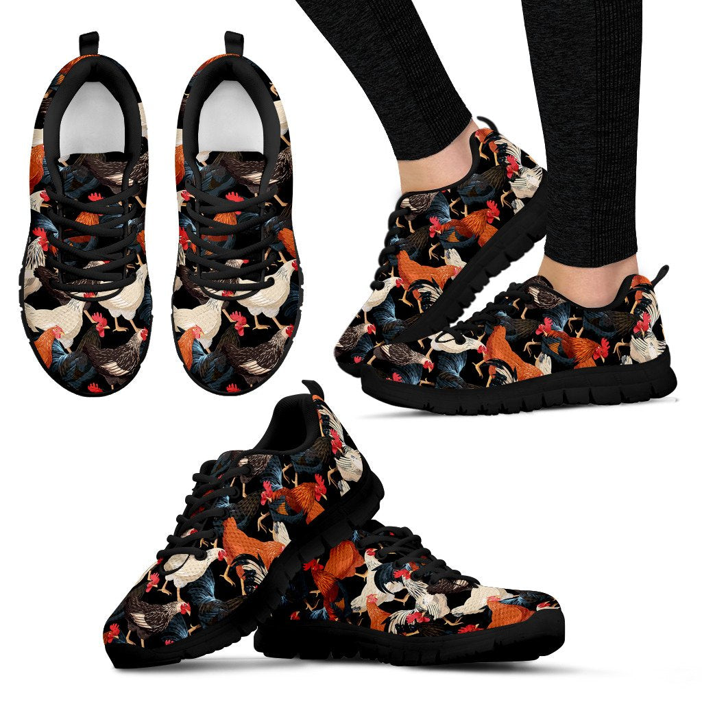 Chicken Print Pattern Women Sneakers Shoes