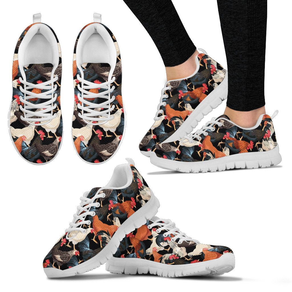 Chicken Print Pattern Women Sneakers Shoes